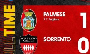 CAMPIONATO DI CALCIO, SERIE D, GIRONE G: PALMESE-SORRENTO 1-0