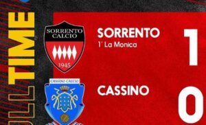 CALCIO, SERIE D GIRONE G: SORRENTO-CASSINO 1-0